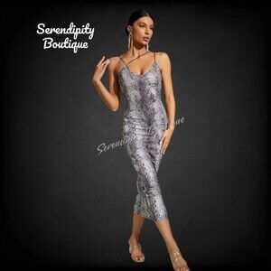 Sexy Body Hugging Silvery Grey Tea Length Asymmetrical Club Party Evening Dress